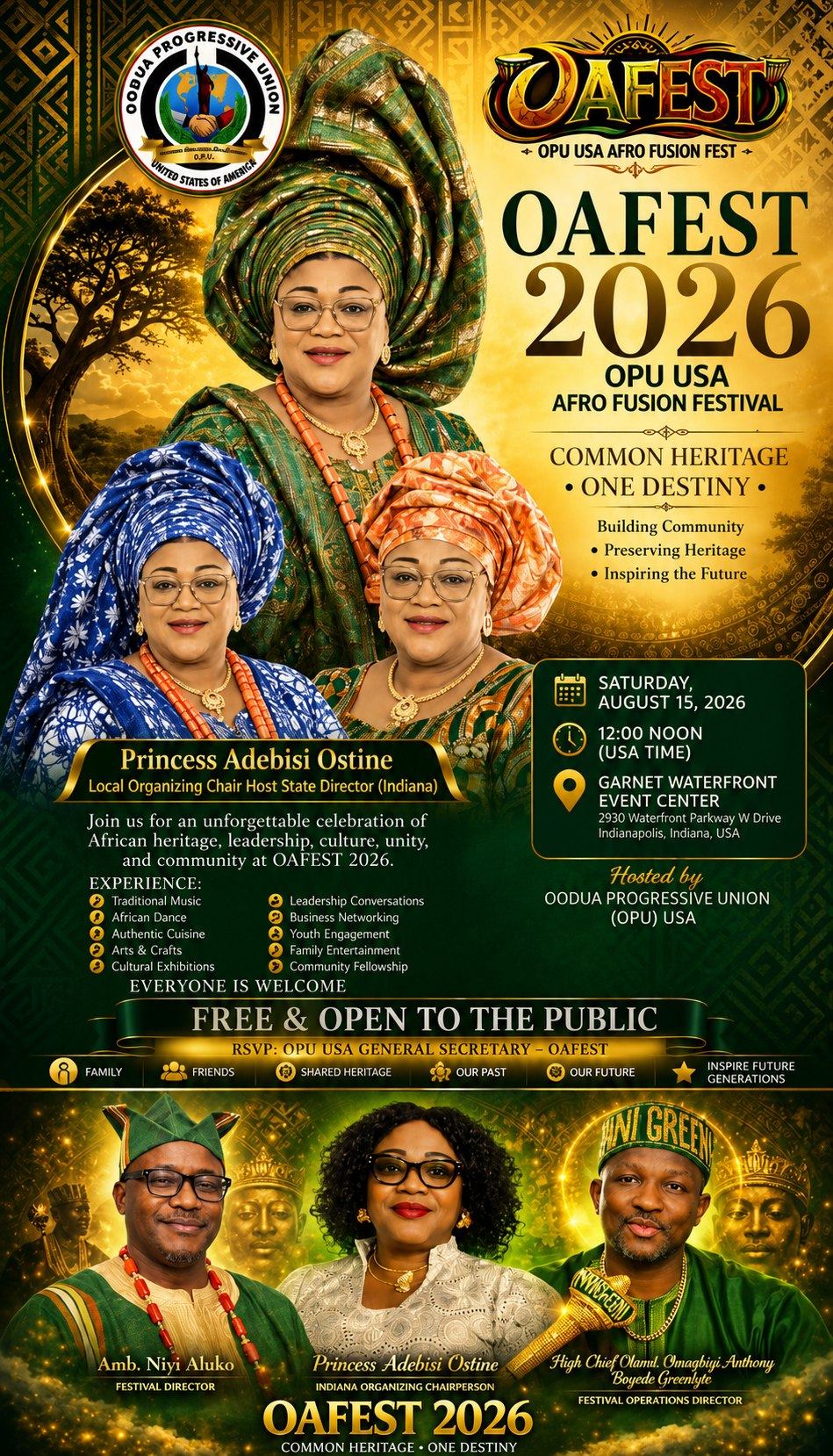 OAFEST 2026 — OPU USA Afro Fusion Festival flyer